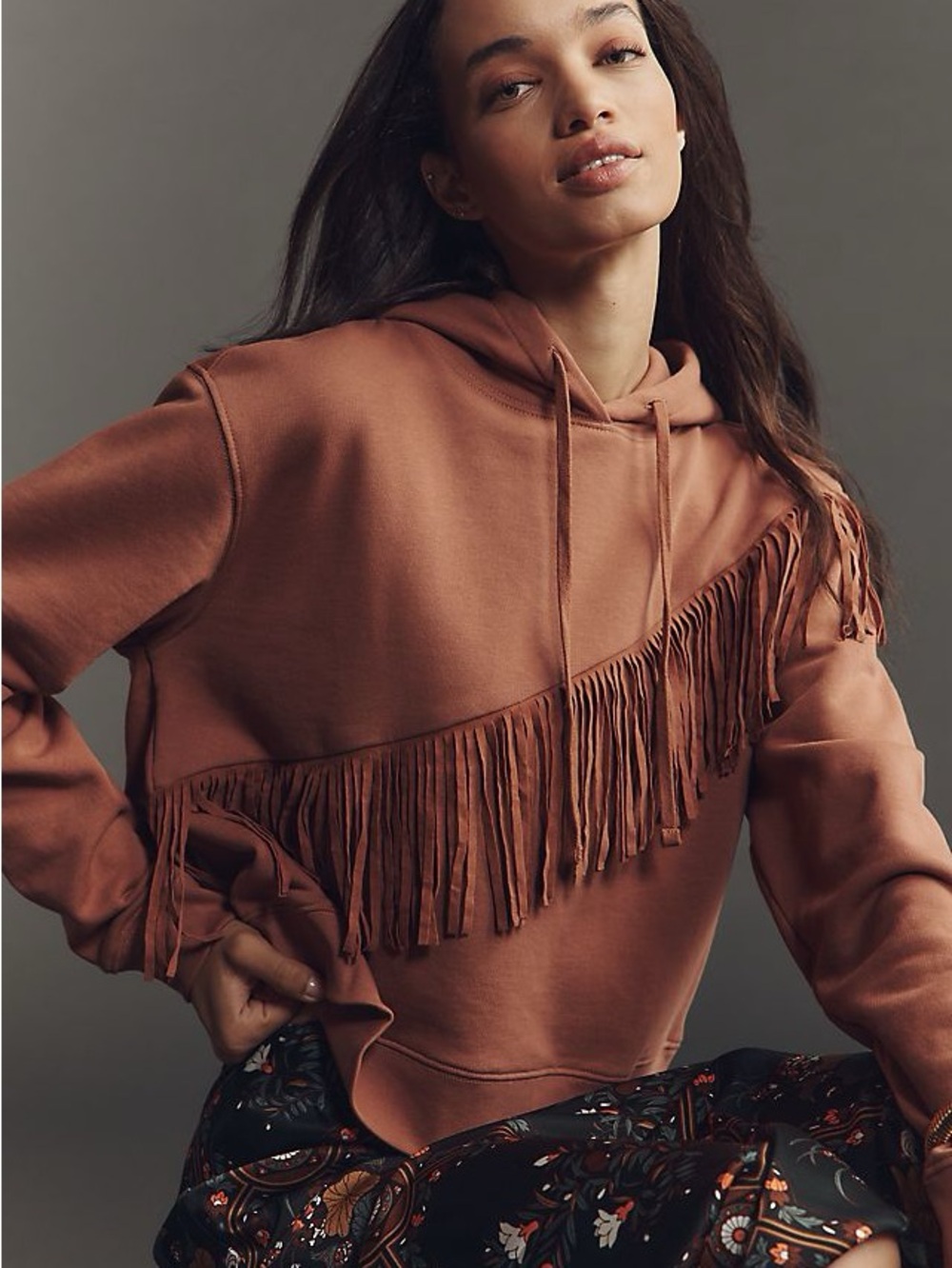 Pilcro Fringe Hooded sweatshirt